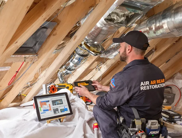 Kingston Air Duct Cleaning technician performing precise duct repair work in Kingston