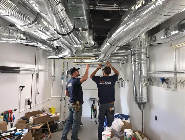 Kingston Air Duct Cleaning technician applying professional duct sealing solutions in Kingston