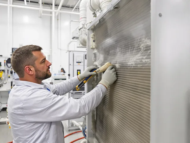 Kingston Air Duct Cleaning technician performing precision commercial coil cleaning at a Kingston business