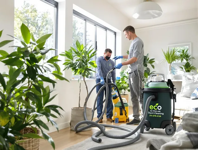 Kingston Air Duct Cleaning technician performing eco-friendly duct cleaning using sustainable methods in Kingston
